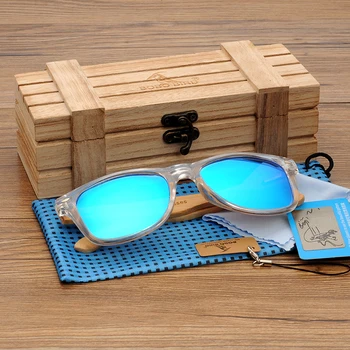 BOBO PAUKŠČIŲ Rankų darbo Medienos Saulės Akiniai Retro Poliarizuoti Akiniai UV400 akiniai nuo saulės Dovanų Dėžutėje V-CG008