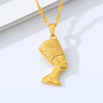 Bohemijos Senovės Egipto Karalienė Karoliai Pakabukas Šviesos Aukso Spalvos Egiptas Nefertitės Galvos Portretas Papuošalai Moterų Punk Dovanos