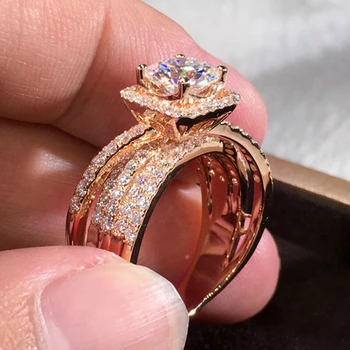 CAOSHI Pareiškimą, Vestuviniai Žiedai, Moterų Estetinės Jubiliejų Dovana Žavinga rožinė Aukso Spalvos Sužadėtuvių Žiedai Grakštus Papuošalai