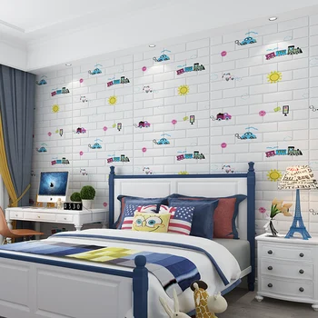 Cartoon tapetai, lipdukai, 3d trimatis lipnios sienos lipdukai vaikų kambario, miegamojo, šiltas, sienos popieriaus savarankiškai adhesiv