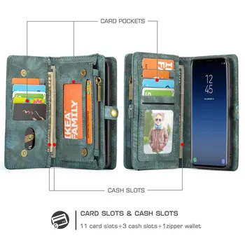 CaseMe Atveju Galaxy S9 Plus Nuimamas 2 in 1 Užtrauktukas Kredito Kortelę Pinigus, Piniginės Atveju, Samsung Galaxy S9 Plus Odos Padengti