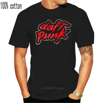 Daft Punk Logotipas Namų Discovery Black Marškinėliai Dj Mens Klubų Marškinėlius Raudona Daft Punk 