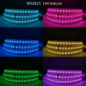 DC12V WS2815 (WS2812B WS2813 atnaujinta) RGB LED vaizdo Taškų Juostelės Šviesos Individualiai Naudojamos LED Dual-Signalas 30/60/144 Led/m