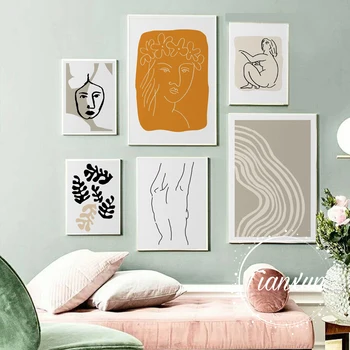 Derliaus Abstrakčiai Matisse Linija Pav Minimalistinio Europoje Drobės Tapybos Plakatus Spausdina Sienos Menas Nuotraukas Kambarį Namų Dekoro