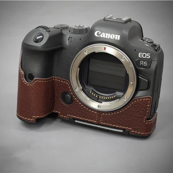 Derliaus Canon R5 R6 Atveju, Rankų darbo natūralios Odos Fotoaparato atveju Pusė Kūno Canon R5 R6