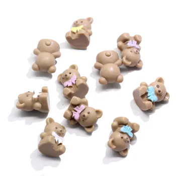 Derva 3D Mielas Šokolado Bowknot Lokys Cabochons Amatų galvos Apdangalai Lėlių Žaislas Vaikams, Priedai
