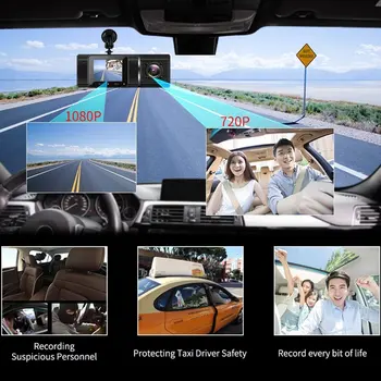 Dual Lens Car Vairavimo Diktofonas Nešiojamų Automobilio Kamera Gravity Jutiklis Priekinis ir Galinis Automatinis Vaizdo Loop Įrašymo 1.5 Colių