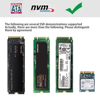 Dual Protokolo M. 2 NVME Į USB 3.1 SSD Adapteris M2 Standžiojo Disko Dėžutė NVME PCIe NGFF Protokolo SATA Konverteris Kortelės USB3.1RTL9210B
