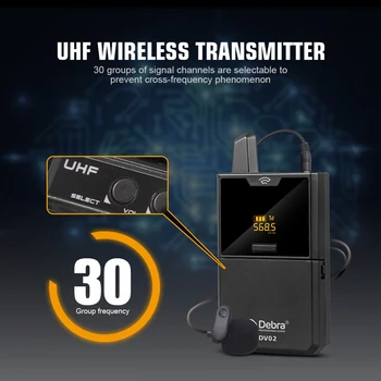 DV02 UHF Belaidžio Lavalier Microphone su stebėjimo Funkcija ir Interviu Atvartas Mic Smartfon DSLR Fotoaparatas Transliacija internetu