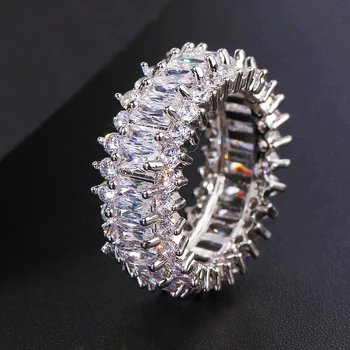 Elegantiška Prabanga Kubinis Cirkonis Žiedai Moterims Markizė Akmens Šviečia Vestuves Žiedas Papuošalai, Dovanos