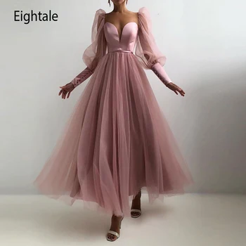 Elegantiškas Dusty Pink Prom Dresses Brangioji, A-Linijos Ilgio Sluoksniuotos Rankovėmis arabų Vakare Šalis Suknelė Sławna dress Baigimo