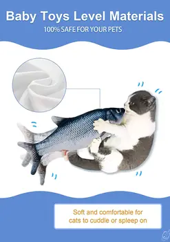 Elektros Žuvų Kačių Žaislai Juda Pliušinis Katžolių Žaislas linksmas Interaktyvus Patalpų Kačių Žaislas Puikiai tinka Kramtyti Interaktyvus Pliušinis