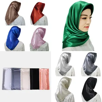 Etninės Headscarves Dirbtinio Šilko Musulmonų Didelių Kvadratų Satino Headscarves Šalikai