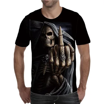 Europoje ir Amerikoje 3D skaitmeninis spausdinimas blogio dvasia kaukolė marškinėliai vyriški punk atsitiktinis kvėpuojantis įgulos kaklo trumpomis rankovėmis T-shirt