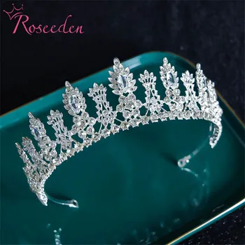 Europos CZ Kubinis Cirkonis Rožančiai Royal Queen Tiara Karūna Crystal Vestuvių Nuotakos Lankelis RE3908