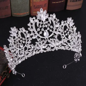 FORSEVEN Vintage Red Crystal Baroko Vestuvių Tiara Bridal Crown Vestuvių Nuotaka Aukso kalnų krištolas Moterų Plaukų Papuošalai, Aksesuarai JL
