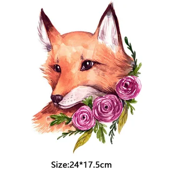 Fox gėlių Geležies Perdavimo drabužių Lopai Drabužių, Lipdukų Perdavimo Vinyl Emblemos geležies Lipdukai ant audinio Juostelės ženklelis