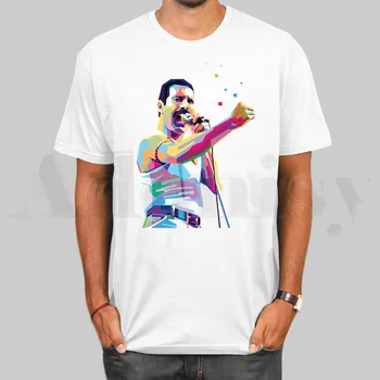 Freddie Mercury Karalienė Juostos Grafinis Roko T Marškinėliai Mados Vyrų ir Moterų marškinėliai trumpomis Rankovėmis Unisex Marškinėlius Streetwear
