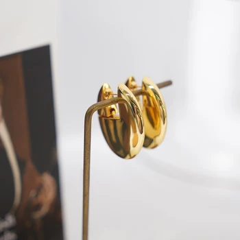 G3 žavesio papuošalai netaisyklingos geometrinės masyviu metaliniu aukso spalvos hoopas auskarai moterims, dovana draugei su dėžute