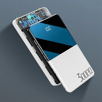 Galia Banko 30000mAh Nešiojamas Įkroviklis Powerbank 30000 mAh 2 USB Poverbank Išorės Baterija Galia Banko 
