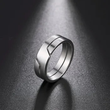 Geometrinis Sidabro Spalvos vyriški Žiedas, Nerūdijančio Plieno, Kietas Žiedai Dovana Vyrams Moterims Meilužis, Draugas, Vestuvių, Sužadėtuvių Papuošalai