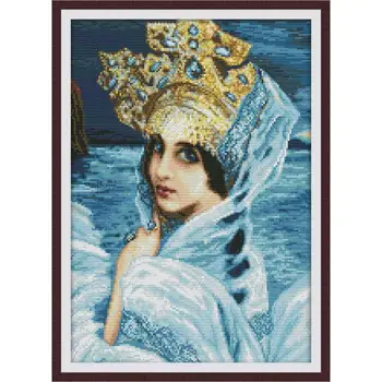 Gražus princesė aliejaus tapyba, portretas su modelio kryželiu rinkinys 14CT11CT tikslumo spauda 