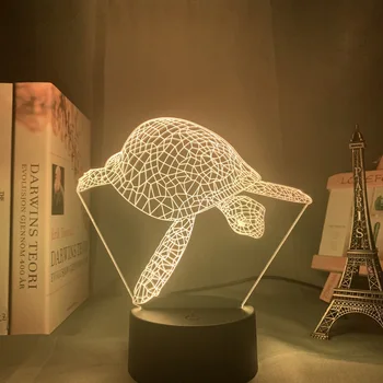 Gyvūnų 3D Iliuzija Stalo Lempa Vėžlio Šviesos Vaikams Miegamojo Puošmena naktinė lempa Led Rgb Touch 
