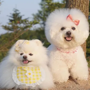 Ins Korėja Mielas Šuniukas Šuo Pledas Gėlių kombinezonai su Antkrūtiniais Augintinių, Seilių Rankšluostį Bichon Teddy 