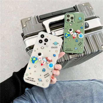 INS Kosmosą Astronautas 3D Telefono dėklas Skirtas iphone 12 11 7 8 plus x xr xs max SE2 Aišku, Telefono Galinį Dangtelį Šoko Įrodymas