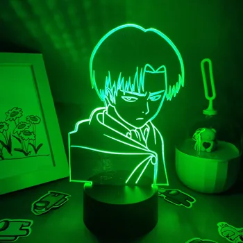 Išpuolis Titan Anime Pav Kapitonas Levi Akermano Led 3D Naktį Žibintai Kietas Dovana Baterija Lavos Lempos Manga Miegamasis RGB Neon Dekoras