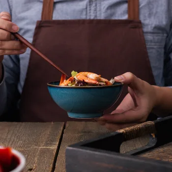 Japoniško stiliaus keraminiai stalo ryžių dubenėlį sriubos dubenėlį maisto, namų apyvokos 4.5-colių krosnies kintamasis liežuvio ir groove dubuo