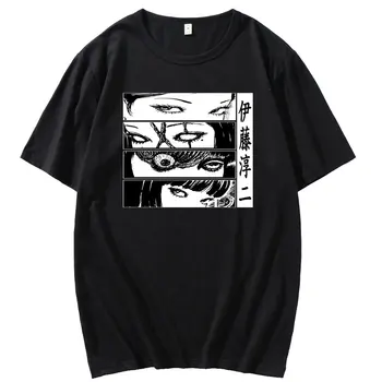 Japonų Komiksų Junji Ito Akis Modelis Marškinėlius Vyrams, Moterims, Pavasarį, Vasarą Grynos Medvilnės Black T-shirt Vyrai Super Hip-Hop Marškinėliai