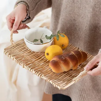 Japonų Rankomis Austi Maisto Produktų Laikymo Krepšelis Rotango Saugojimo Dėklas Vytelių Krepšelį, Duonos, Vaisių, Maisto Produktų Pusryčiai Rankdarbiai Namų Puošimui
