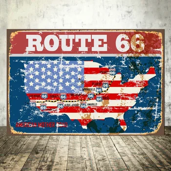 Jungtinės amerikos valstijos Žemėlapis JAV Žemėlapio Route 66 Alavo Pasirašyti Metalo Pasirašyti Metalo Plakatas Metalo Dekoro Metalo Tapybos Siena Lipdukas Sienos Ženklas, Sienų Dekoras
