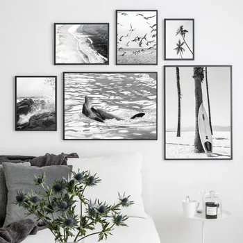 Juodosios ir baltosios jūros paplūdimio žuvėdra medžio kraštovaizdžio jam prilygintą išsilavinimą meno tapybos drobės Šiaurės plakatai ir spausdina gyvenimo kambario sienos nuotraukas