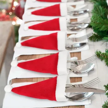 Kalėdų Dekoracijos Namų Stalo Turėtojas Maišelį Kalėdų Skrybėlę Papuošalai Virtuvės Indai Holde Naujųjų Metų 2022 Navidad Noel