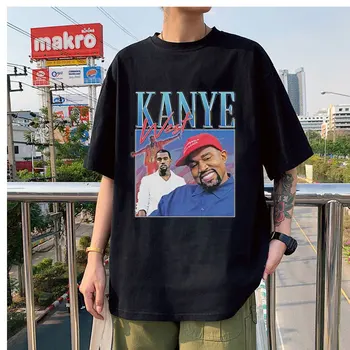 Karšto Pardavimo Mados Stiliaus Dainininkas Kanye West Vasaros marškinėliai Negabaritinių Moterims/Vyrams Trumpas Rankoves Naujus Drabužius Medvilnės Tees Viršūnės