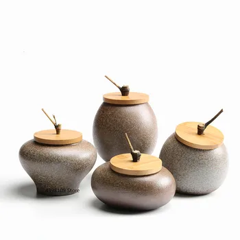 Keramikos jar sandarios skardinės šeimos maisto skardinės kavos pupelės / arbatos skardinės retro keramika glazūruotų prieskonių indelį virtuvės talpykla