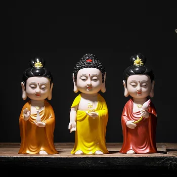 Keramikos vakarų tris šventosios statulos， Kinijos Tathagata ，Guanyin Budos Statula Namų kambarį apdaila Pasisekė statula