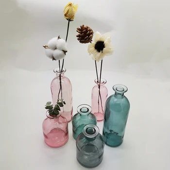 Klasikinis Multicololr Stiklo Vazos Gėlių Vazonas Krepšelis, Butelių Dekoravimas Namuose Šiaurės Džiovinti Skaidrus Hydroponic Mažų Buteliukų