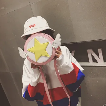 Kortelės Gūstītājs Sakura Magic Star Sparno Kuprinė Rožinė PU Mielas Messenger Pečių Maišą Cosplay, Anime, Rekvizitai