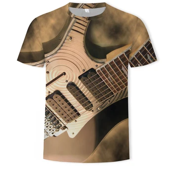 Korėjos pop muzika, T-shirt 2021 m. vasarą 3D atspausdintas muzikos instrumentas, grafinis T-shirt trumparankoviai O-kaklo vyriški T-shirt nauja tendencija