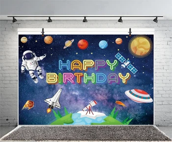 Kosmoso Fone Happy Birthday Party Planet Galaxy Astronautas Fotografijos Fone Fotografijos Reklama