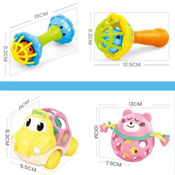 Kūdikių Barškučių Žaislas Minkštas Gumos Kūdikis, Ranka Bell Barškučių Fitneso Sugriebti Kamuolį Cartoon Vaikų Naudotis Žaislai Ankstyvojo Lavinimo Žaislai