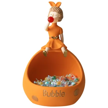 Kūrybos Dervos Šiaurės Burbulas Elegantiškas Mergaitė Candy Telefono Laikiklis Laikymo Dėžutės Skulptūra Papuošalai Kambarį Klavišą Saugojimo Dekoras