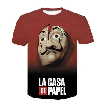 La Casa De Papel Marškinėliai 3D Spausdinimo Moterims, Vyrams trumpomis Rankovėmis Megztiniai Pinigų Heist Popieriaus Namas Atsitiktinis Streetwear vyrų drabužiai.