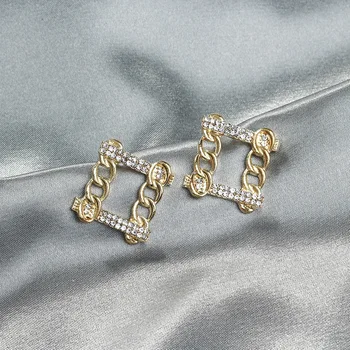 LATAS Aikštėje grandinės kalnų krištolas Stud auskarai moterims korėjos geometrinis Aukso spalvos auskarai 2021 Brincos bižuterijos