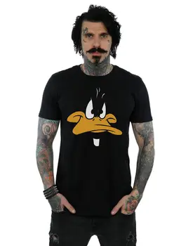 Looney Tunes Vyrų Daffy Antis Didelis Veidą T-Shirt 2018 M. Vasaros Naujas Prekės ženklas Marškinėliai Vyrams Hip-Hop Vyrų T-Shirt Atsitiktinis Fitneso 2018