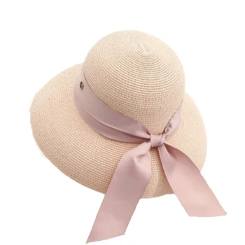 M Raidė Atspalvį Bžūp Šiaudų Skrybėlę Spalvų Atitikimo Lankas Mazgas Mados Prancūzijos Hepburn Mažas Kvapnių Skrybėlę Lauko Paplūdimio Skrybėlę