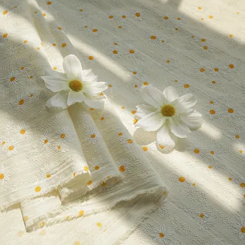 Mados Minkšto Smėlio Daisy Gėlių Spausdinti Žakardinės Medvilnės Audinio Suknelė Vaikų Drabužių Audinio, metrais